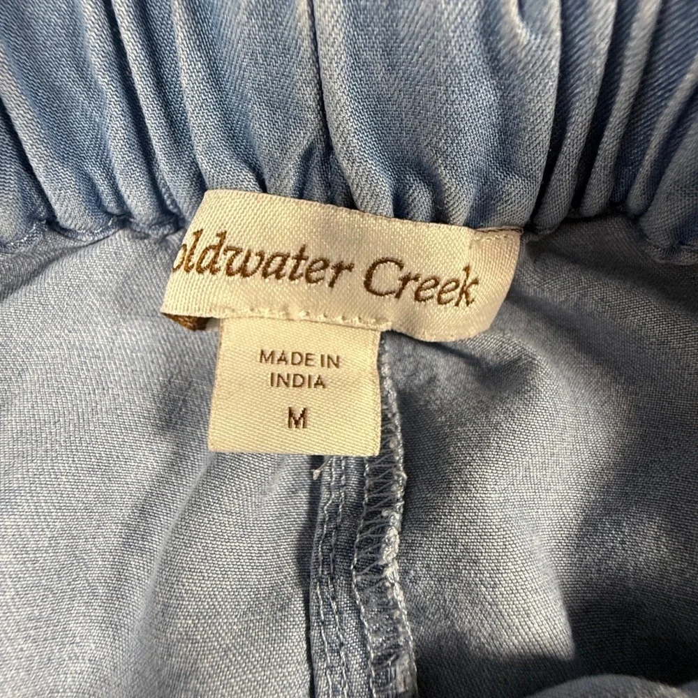 Coldwater Creek Blue Tencel Lyocell Button Front Midi Skirt Light Wash Womens M